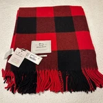 Woolrich Buffalo Plaid Throw Blanket Red And Black Fringe Made Italy. Fixed Price $99.95.