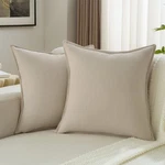 Futei Beige Chenille Throw Pillow Covers 24X24 Inch Set Of 2,EDGES Double-stitch. Fixed Price $58.39.