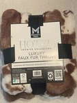New Member's Mark Hotel Premier Collection Luxury Faux Fur Throw Bown Cow Print. Fixed Price $60.00.