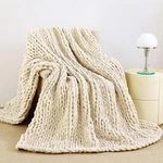 Cozy Knitted Throw Blanket, Chunky Hand For Home, Ivory. Fixed Price $55.98.