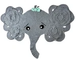 Handmade Crochet Knit Elephant Rug For Nursery Baby Kids Room Mint Bow 67 X 47. Fixed Price $40.00.
