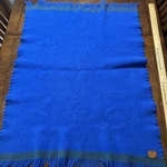 Vintage 80S Banana Republic Wool Throw Blanket Blue Striped Made Switzerland. Fixed Price $40.00.