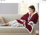 Westinghouse Heated Sherpa-to-flannel Hooded Wrap Throw Burgundy Ultra Plush. Fixed Price $25.00.