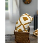 Artemis Velveteen Berber Throw Blanket Mustard Ivory Geometric Reversible 50X60. Fixed Price $18.37.