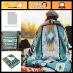 Southwestern Aztec Pattern Throw Blanket, Soft Sherpa Lining, 104"X90", Cozy Boh. Fixed Price $117.99.