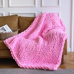 Pink Chunky Knit Throw Blanket, Soft Hand. Fixed Price $68.89.