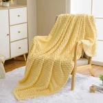 Vessia Flannel Fleece Throw Blanket For Adults, Kids, 3D Jacquard Light Yellow. Fixed Price $20.24.