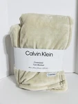 Calvin Klein Beige Plush Fleece Oversized Twin Blanket. Fixed Price $49.99.