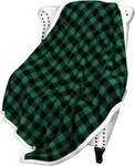 Buffalo Plaid Green Sherpa Throw Blanket, Reversible Soft Fuzzy Comfy Snuggly. Fixed Price $30.99.