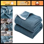Soft Cotton Muslin Throw Blanket Breathable 4-LAYER Gauze For Bed & Sofa, Vint. Fixed Price $38.69.