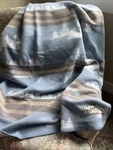 Vintage Woolrich Home Throw Blanket Navajo Style Blue, Wht Mountains 54X56. Fixed Price $49.99.