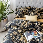 Eikei Eastern Floral Chinoiserie Blossom Duvet Quilt Cover Set Black Gold Queen. Fixed Price $98.00.