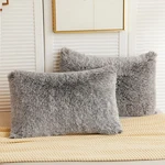 Liferevo 2PK Shaggy Faux Fur Pillow Covers 20X26 Velvety Soft Ombre Light Grey. Fixed Price $31.45.