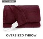 New Sunbeam Merlot Heated Microplush Twin Bed Oversized Throw Blanket 60" X 80". Fixed Price $42.99.