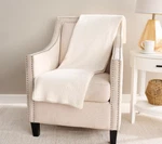 Barefoot Dreams 45"X60" Blanket Throw Cozychic Stacked Rib Border Cream H438615. Fixed Price $79.95.