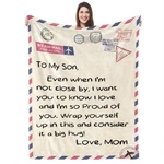 Ufooro My Son Throw Blanket Gifts From Mom, Soft Warm Blue Letter Print 70X55.... Fixed Price $54.99.