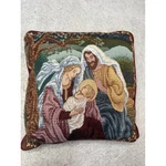 Vintage Nativity Tapestry Throw Pillow Holy Family Christmas Decor Burgundy. Fixed Price $33.24.