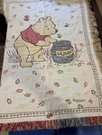 Vintage Disney Winnie The Pooh Woven Blanket Tapestry Throw Wall Decor 45"X34". Fixed Price $39.00.