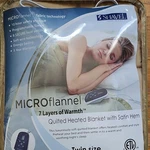 Shavel Microflannel Quilted Heated Blanket Twin Beige Programmable Timer. Fixed Price $100.00.