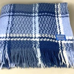 Pendleton Virgin Wool Plaid Throw Blanket With Fringe Blue White Made Usa. Fixed Price $49.97.