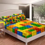 Kids Games Set For Child Bedroom Color Building Blocks Fitted Sheet.... Fixed Price $50.07.