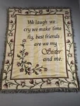 Collections Etc Sister Quote Floral Tapestry Throw Blanket Fringe Gift Decor. Fixed Price $23.79.