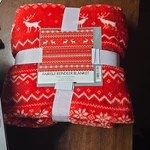 Fair Isle Christmas Reindeer Throw Blanket 50 X 60 Red White Holiday. Fixed Price $19.99.