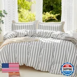 Doneus White Striped Duvet Cover Set 100 Washed Cotton Linen Like Super Soft. Fixed Price $80.97.