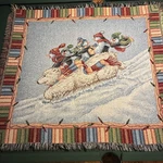Tapestry Throw Blanket Christmas Polar Bear Sled Penguins 51 X46 Made Usa. Fixed Price $29.99.