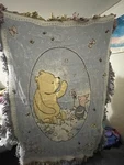 Vtg Disney Winnie The Pooh Woven Blanket Tapestry Throw Wall Decor Piglet 42X30. Fixed Price $59.99.