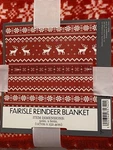 Holiday Print Plush 50IN X 60IN - Fairisle Blanket, Gift Idea Reindeer. Fixed Price $20.00.