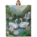 Kibue Pretty White Blanket Warm & Cozy Flannel Throw 60X50 Inch, SWAN19. Fixed Price $37.04.