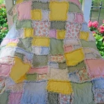 Flannel Rag Quilt With Batting, 50 X 44, Floral Scrappy Throw. Fixed Price $140.00.