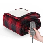 Sunbeam Heated Microplush Sherpa Throw 50 60 Red Plaid With 3-HEAT-REMOTE. Fixed Price $34.99.