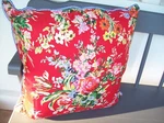 Ralph Lauren Belle Harbor Red Floral 20" Throw / Accent Pillow Feather Insert. Fixed Price $350.00.