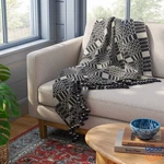 Geo Woven Throw With Tassel Fringe Blanket Blue/neutral - Threshold. Fixed Price $30.00.