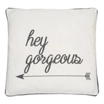 New Nordstrom Levtex "hey Gorgeous" Throw Pillow White Gray 19" Square. Fixed Price $110.00.