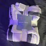 Wayland Square Sherpa Throw Blanket 50X60IN Check Pattern Plush White Black. Fixed Price $22.28.
