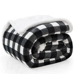 Bedelite Sherpa Fleece Blankets King Size - Black And White Buffalo Plaid Chr.... Fixed Price $48.18.