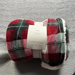 Threshold Throw Blanket 50X60 Red Plaid Reversible Faux Shearling Oeko-tex New. Fixed Price $18.00.