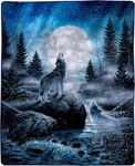 Wolf Blanket 80X92-INCH Printed Howling Moon Plush Thick 8LB Fa. Fixed Price $65.48.