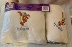 New Vintage Disney Tigger Cream Fleece Throw & Pillow 100 Acre Woods Collection. Fixed Price $22.00.