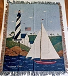 Warren Kimble Tapestry Throw Coastal Breeze Blanket Lighthouse Sailboat 50X60. Fixed Price $19.95.