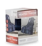 Berkshire Oversized Heated Throw Blanket 60"X70" Plaid Navy, Auto Shut-off. Fixed Price $49.00.