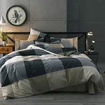 Cotton Grid Plaid Duvet Cover Set Queen Modern Reversible Checkered Bedding. Fixed Price $78.19.