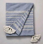 Hearth & Hand Magnolia Heathered Stripe Tasseled Woven Throw Blanket Blue 50X60. Fixed Price $12.97.