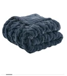 Madison Park Navy Ultra Soft Ruched Faux Fur Throw Blanket 50 60 In REG$100. Fixed Price $59.99.