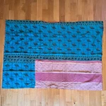 Melange Home Indian Kantha Quilt Throw 86X61 Blue Pink Reversible 100% Cotton. Fixed Price $45.00.