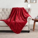 Soft Fuzzy Warm Throw Blanket Jacquard Rabbit Faux Fur With Micromink Backing. Fixed Price $29.60.