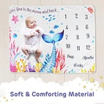 Mermaid Baby Milestone Blanket Double Sided - Soft With Free Photo Frame. Fixed Price $12.95.